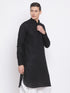 Vastramay Men's Black Cotton Linen Blend Kurta